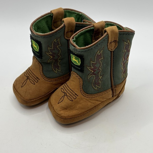 John Deere Other - John Deere Boots Cowboy Johnny Poppers Infant Boots Leather Size 0M